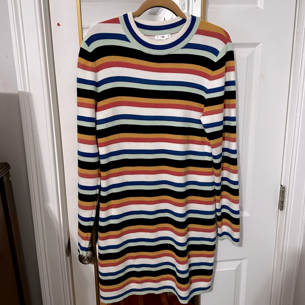 Striped knit sweater dress